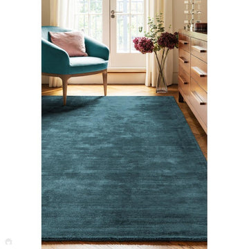 Blade Modern Plain Distressed Tonal Metallic Shimmer Hand-Woven Soft Textured Tip Sheared Loop Pile Silky Viscose Flatweave Teal Rug-Asiatic Carpets-Rug Love - The Most Loved Rug Store